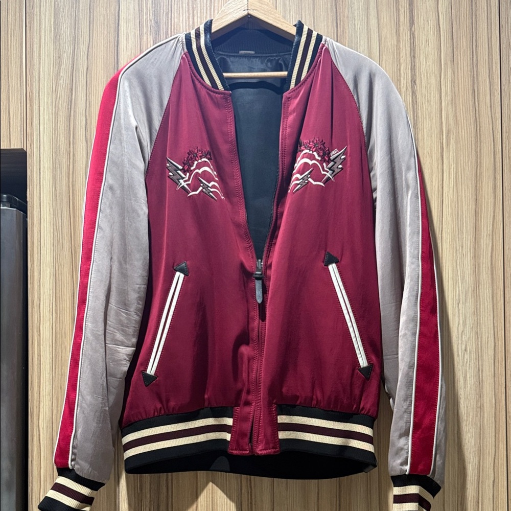 Coach Red and Gray Bomber Jacket